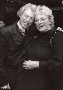 Rosemary Clooney and son, Rafael Ferrer 1991, NYC.jpg